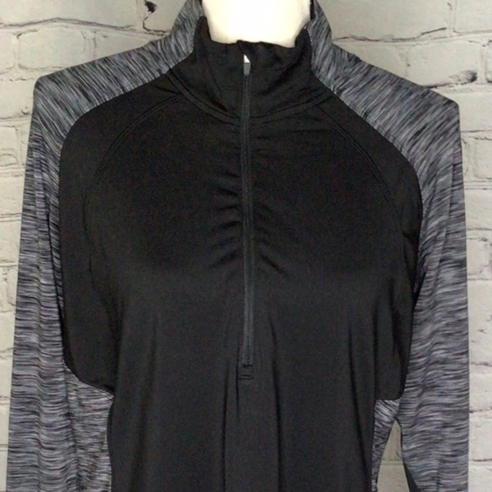 Black and Gray Quarter-Zip Athletic Top